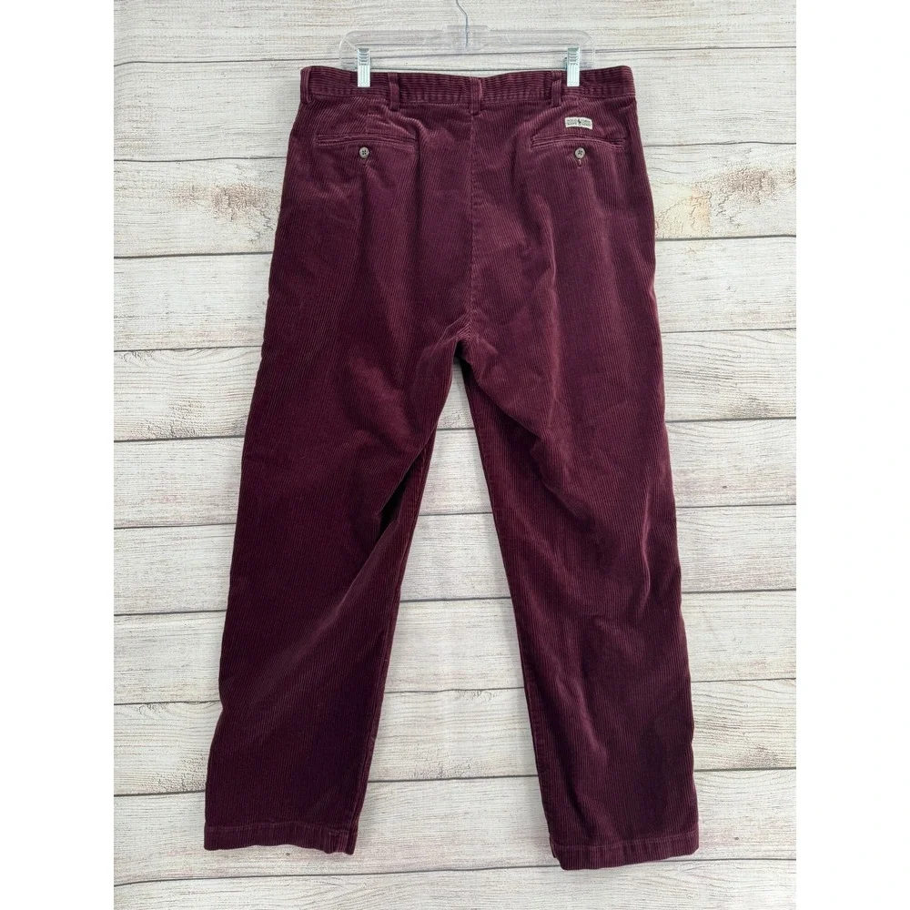 Polo Ralph Lauren Corduroy Pants Mens 38x32 Burgundy Pleated Front Cords
